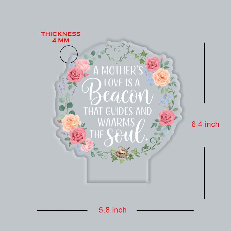 Inspirational Quote UV Print LED Night Lamp Mothers Day Gift for Mom Acrylic Light